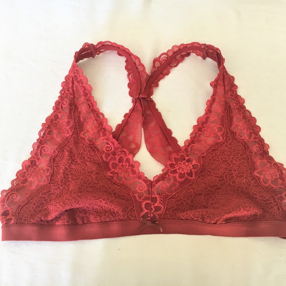 Aerie Dark Rust Crossback Lace Bralette XL